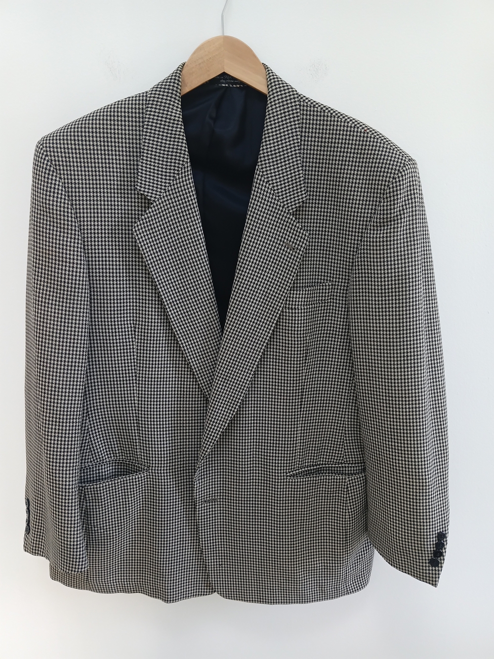 Ron Chereskin Men's Vintage 1980's Black and White Houndstooth Blazer Size 46R